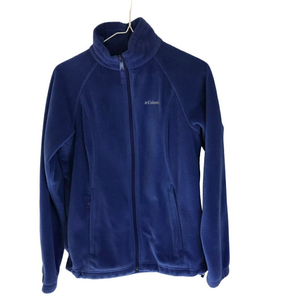 Columbia Fleece Jacket Full Front Zip Women's Size Small Blue Pockets Activewear